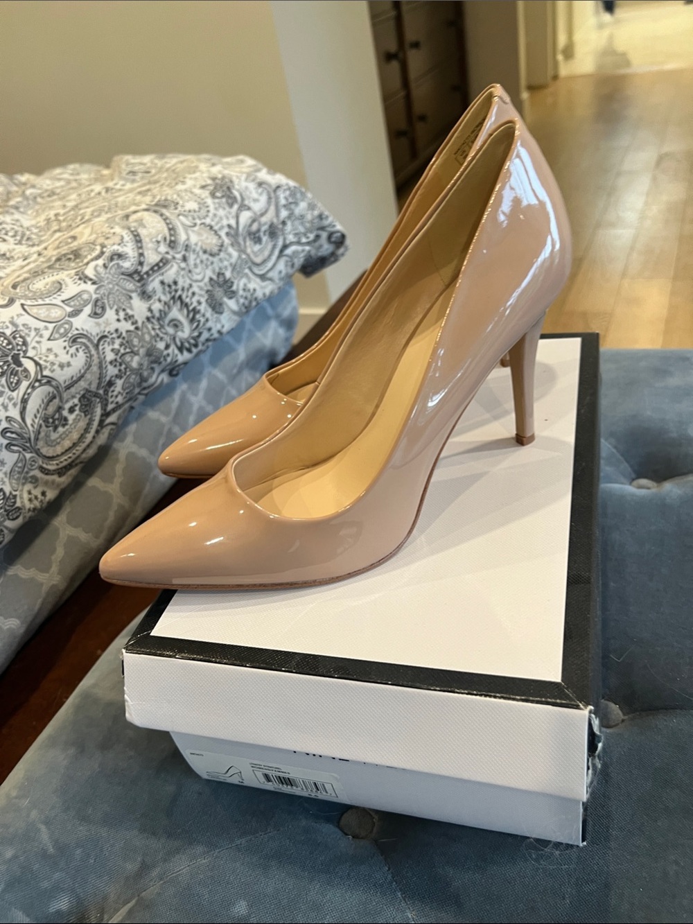 Nine West Nude Patent Pointed-Toe Stiletto Pumps